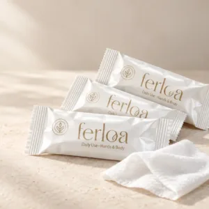 Drie Ferloa-wikkels met een verfrissingsdoekje